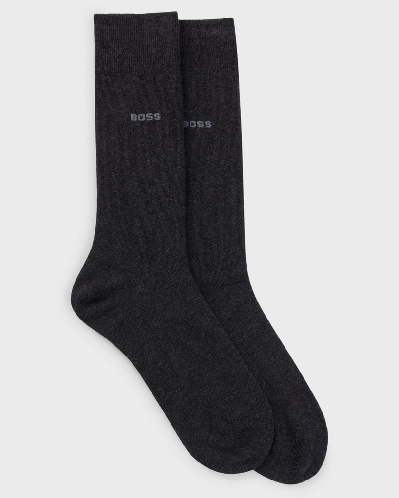 Hugo Boss 2-Pack Mens Regular Length Socks in a Cotton Blend NOS - Charcoal - Size UK 9-12